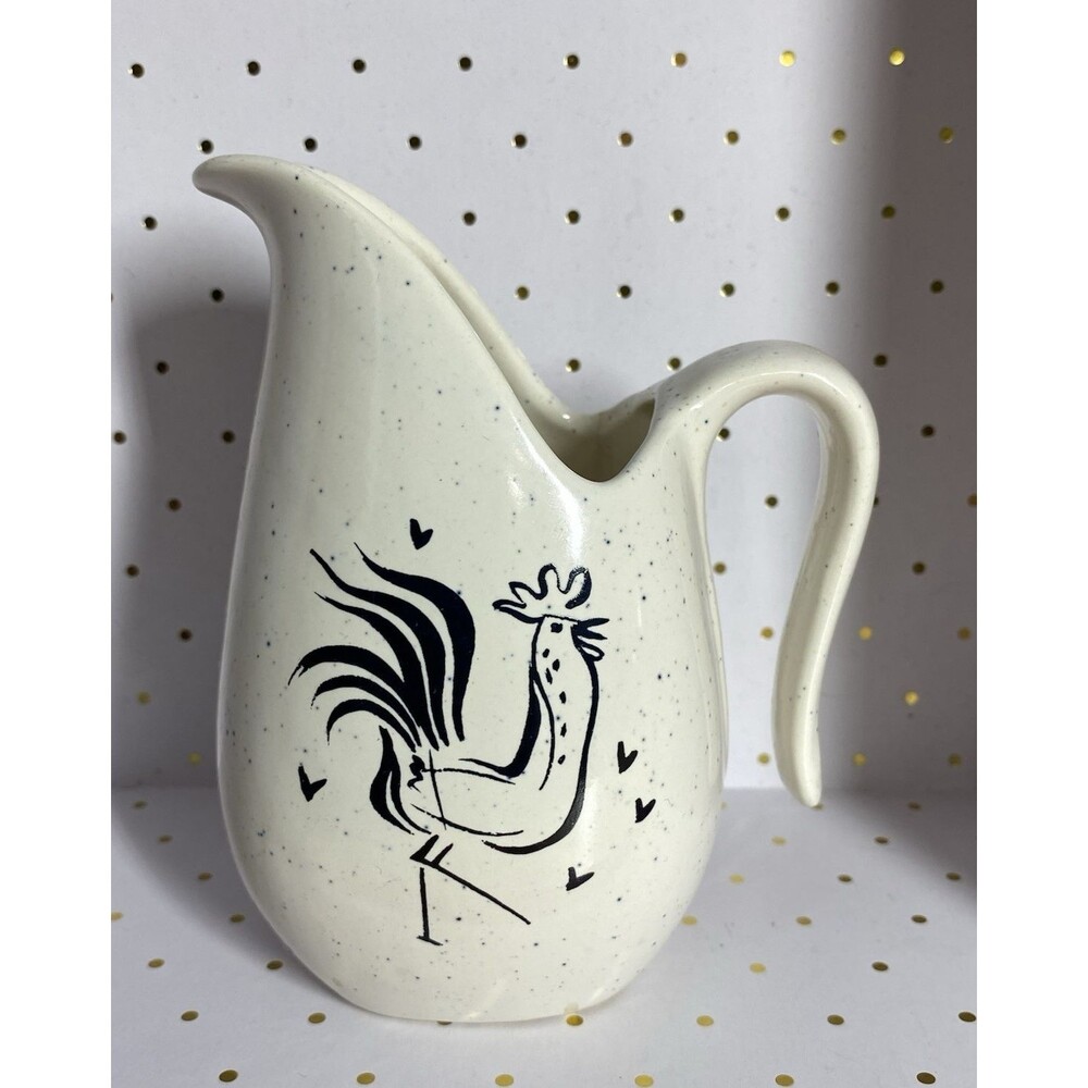Mid-Century Modern Creamer Harmony House Rooster Blue Speckled Accents 56U Flaws
